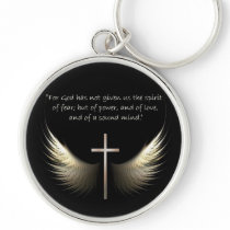 Holy Spirit Wings with Cross and Scripture Verse Key Chains