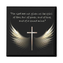 Holy Spirit Wings with Cross and Scripture Verse Refrigerator Magnet