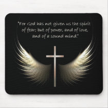 Holy Spirit Wings with Cross and Scripture Verse Mousepad