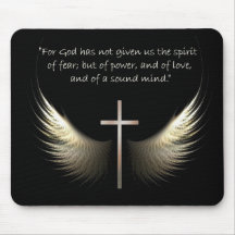 Holy Spirit Wings with Cross and Scripture Verse Mousepad