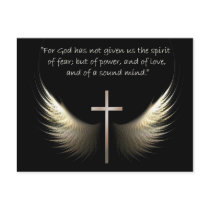 Holy Spirit Wings with Cross and Scripture Verse Postcard