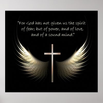 Holy Spirit Wings with Cross and Scripture Verse Poster