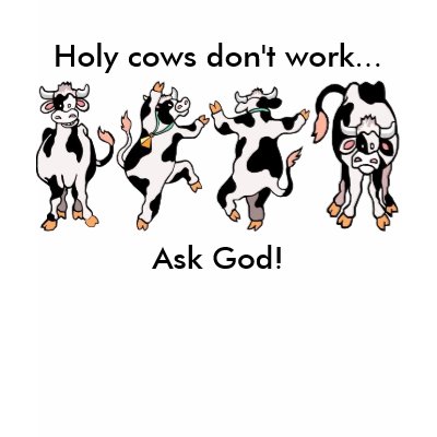 holycow, Holy cows don't work... Ask God! Tee Shirts by kissesofsunshine