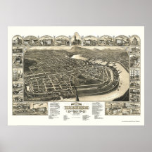 Holyoke, MA Panoramic Map - 1881 Print