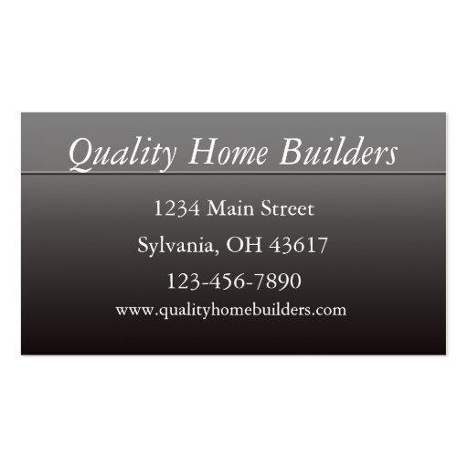 Home Builder Business Card (back side)