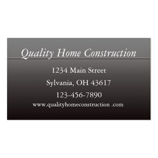 Home Builder Business Card Templates (back side)