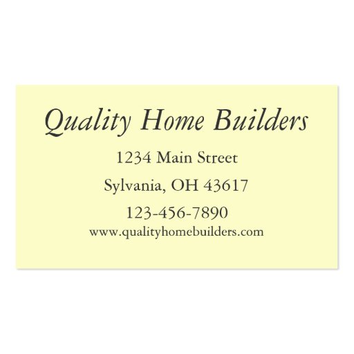 Home Builder Business Cards (back side)