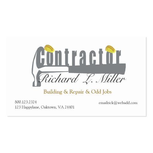 Home Builder Construction Business Card Template (front side)