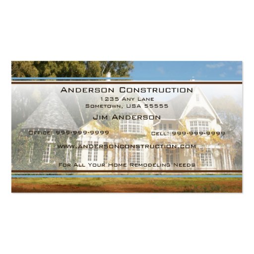 Home Builders Business Card (front side)