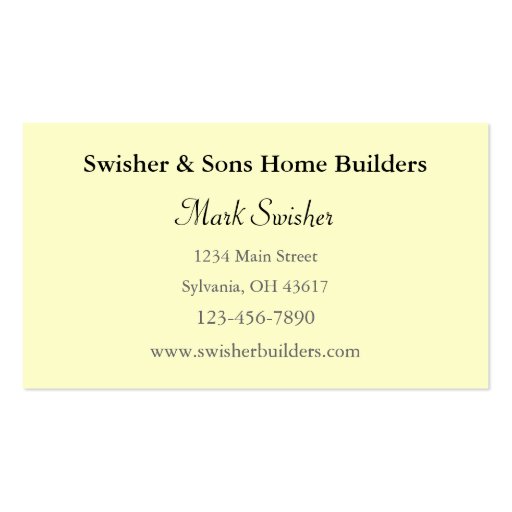 Home Builders Business Card Templates (back side)