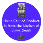 Home Canning Label Old Stove, personalized Round Sticker
