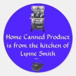 Home Canning Label Old Stove, personalized Round Sticker