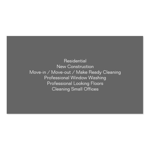 Home Cleaning Service Business Cards (back side)
