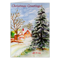 "Home for Christmas" Snowy Winter Scene Watercolor Cards