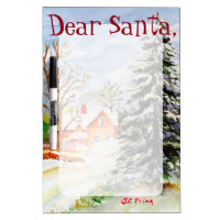 Home for Christmas" Snowy Winter Scene Watercolor Dry Erase Board