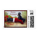 Home for the Holidays Dachshund Dogs Violano postage by SMVstudio Home for the Holidays Dachshund Dogs Violano postage
