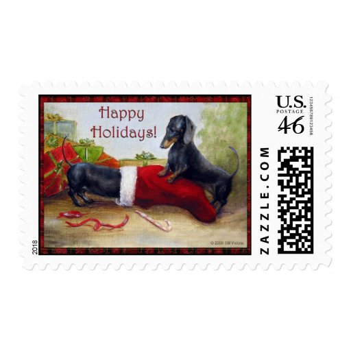 Home for the Holidays Dachshund Dogs Violano Stamps