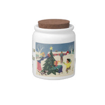 Home for the Holidays Vintage Scene candy jars
