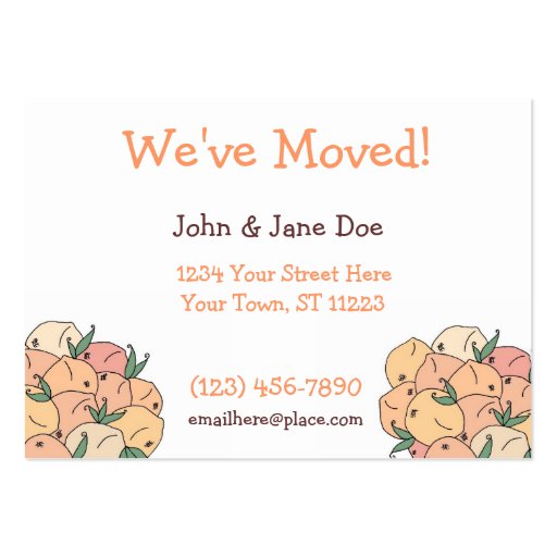 Home Grown, Peach, We've Moved! Business Card (front side)