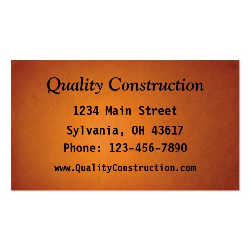 Home Improvement Business Card Templates (back side)