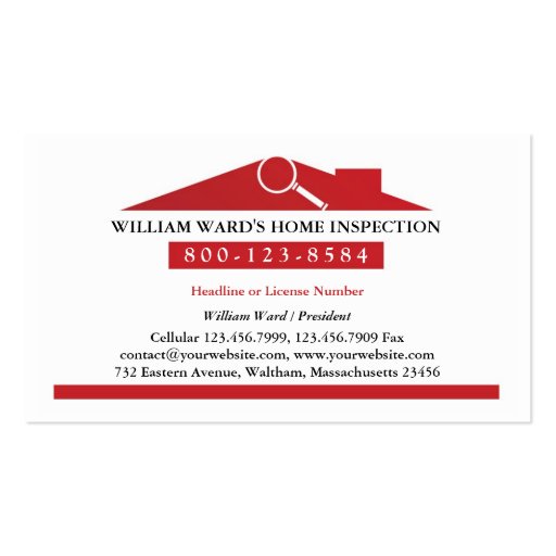 Home Inspection Business Card (front side)