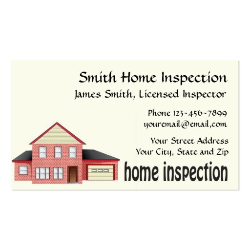 Home Inspection Inspector Business Card (front side)