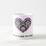 HOME IS WHERE THE HEART IS damask mug