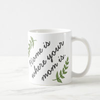 Home is where your mom is mother's day gift modern classic white coffee mug