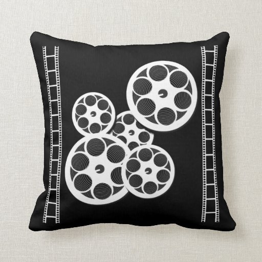 Home Movie Theater Throw Pillow with Film Reels Zazzle
