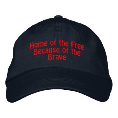 Home of the Free Because of the Brave Embroidered Baseball Cap by jhimages