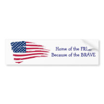 Home of the Free Wavy Flag Bumper Sticker