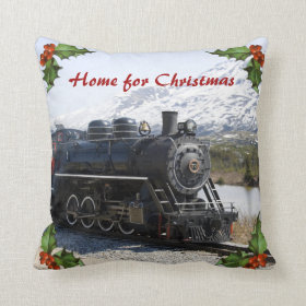 Home on the Train for Christmas Pillow