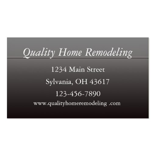 Home Remodeling Business Cards (back side)