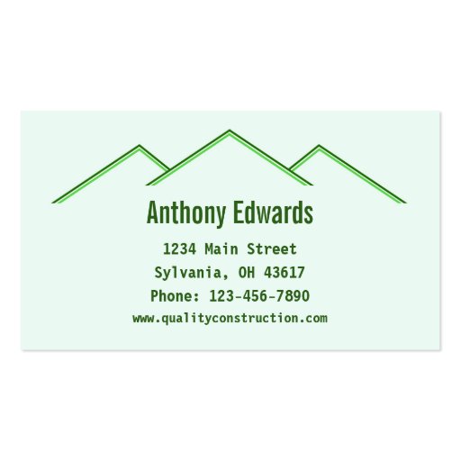 Home Remodeling / Construction Business Card (back side)