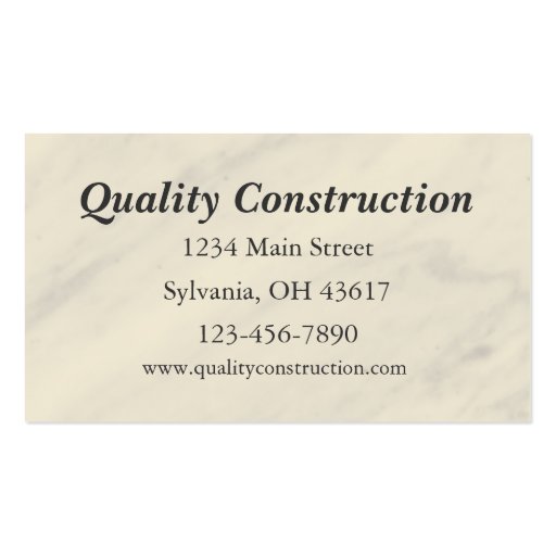Home Remoldling or Construction Business Card (back side)