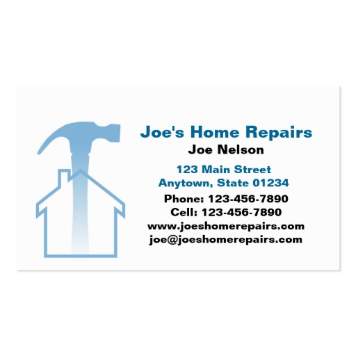 Home Repair/ Blue Business Card (back side)