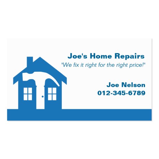 Home Repair/ Blue Business Card (front side)