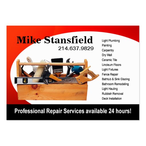 Home Repair Handyman Business Card (front side)