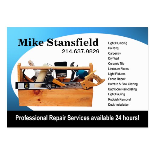 Home Repair Handyman Business Card (front side)