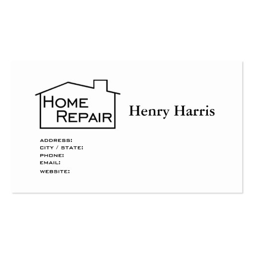 Home Repair Handyman Business Card Templates (back side)