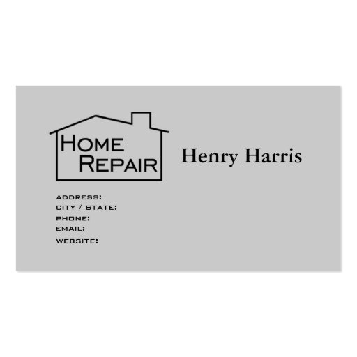 Home Repair Handyman Business Card Templates (back side)