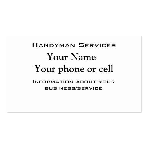 home repairs business cards (back side)