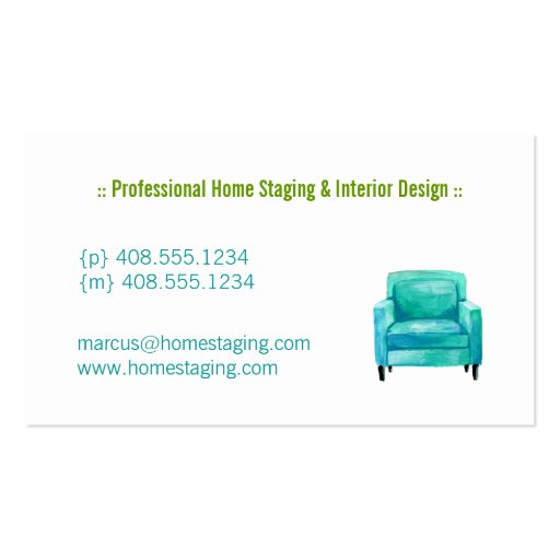 Home Staging Business Cards - easy chair (back side)