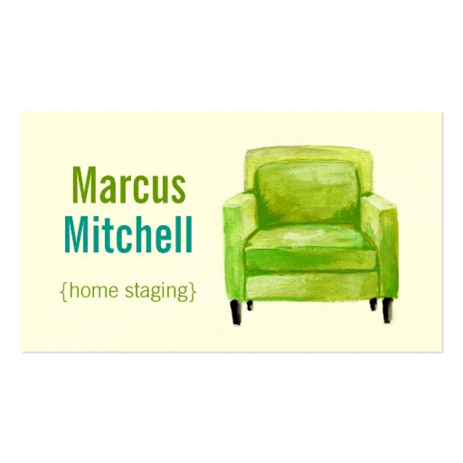 Home Staging Business Cards - horizontal - green (front side)