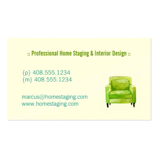 Home Staging Business Cards - horizontal - green (back side)