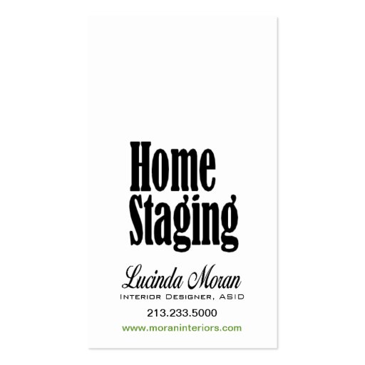 Home Staging Interior Designer Design Consultant Business Cards (back side)