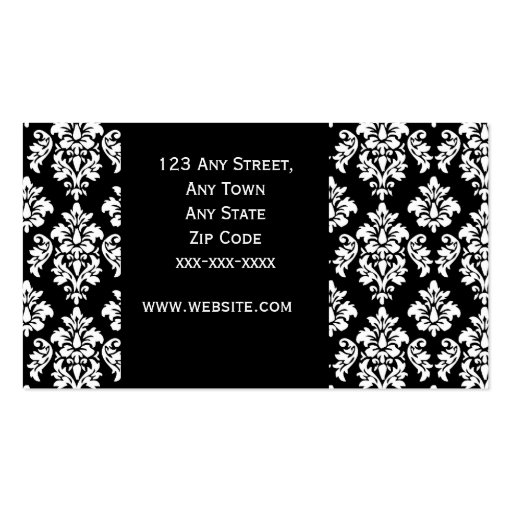 Home Staging Monogram Damask Business Cards (back side)