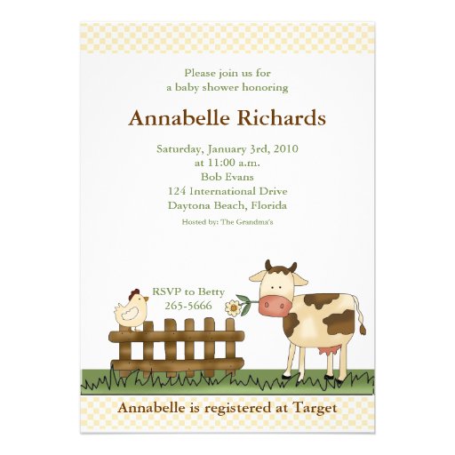Home Sweet Farm Cow Baby Shower Invitation