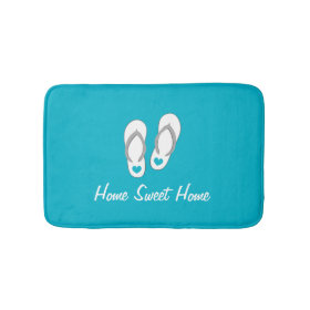 Home sweet home blue beach flip flops bath mat bath mats