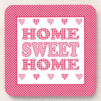 Home Sweet Home Coaster, Red and White Mix'n'Match